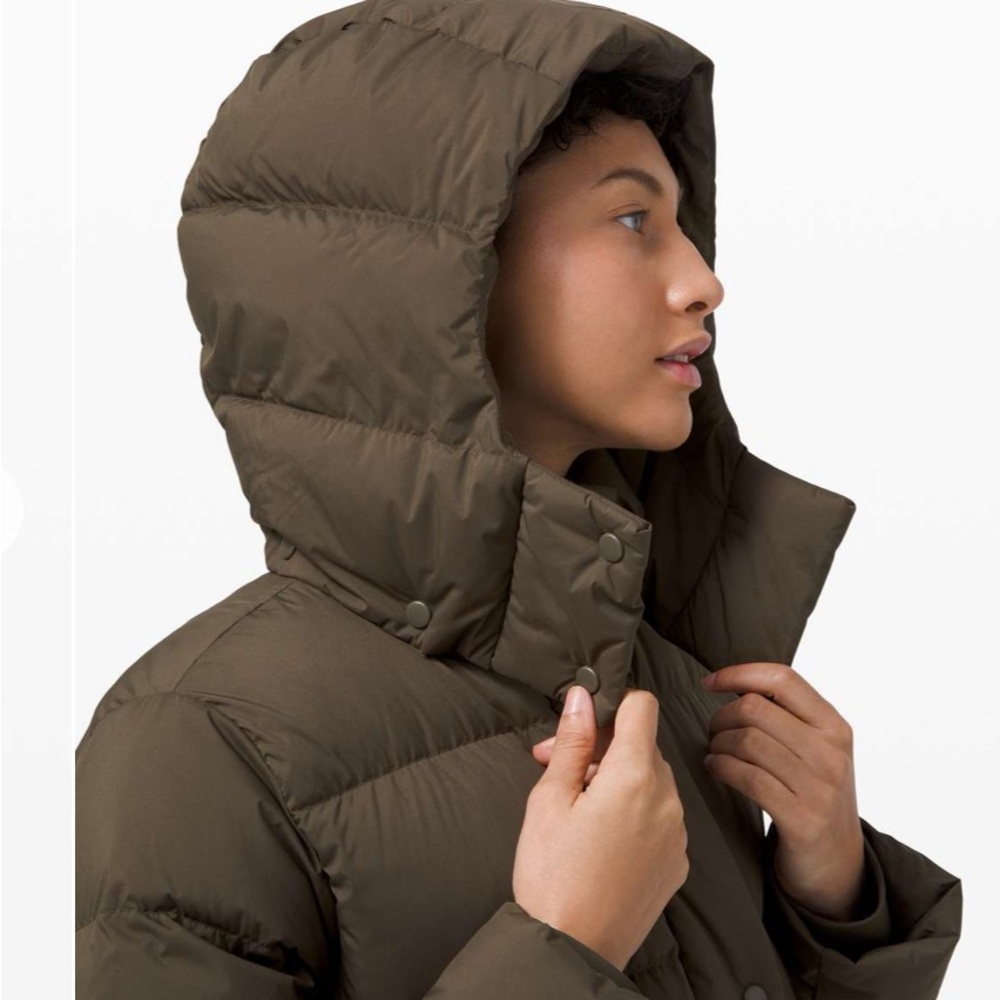 lululemon athletica Olive Green Puffer Jacket with Hood